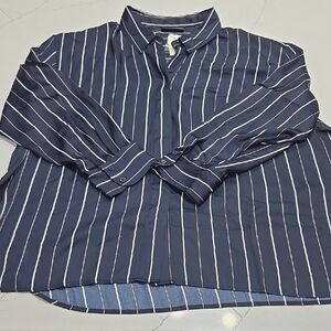 Lane Bryant Plus Size Womens Navy and White Striped Shirt Sz 26/28 New With Tags